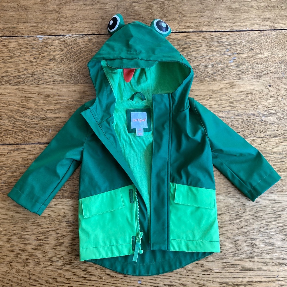Frog Raincoat | Green and Light Green | EUC Toddler Baby size 12M